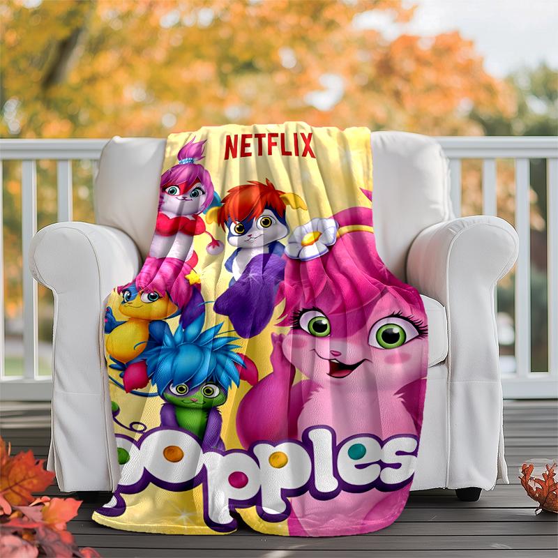 Popples Flannel Blanket Soft Warm All-Season Throw, Design for Camping, Car Travel, Hiking Sofa, Bed, Office Perfect Gift for Parties