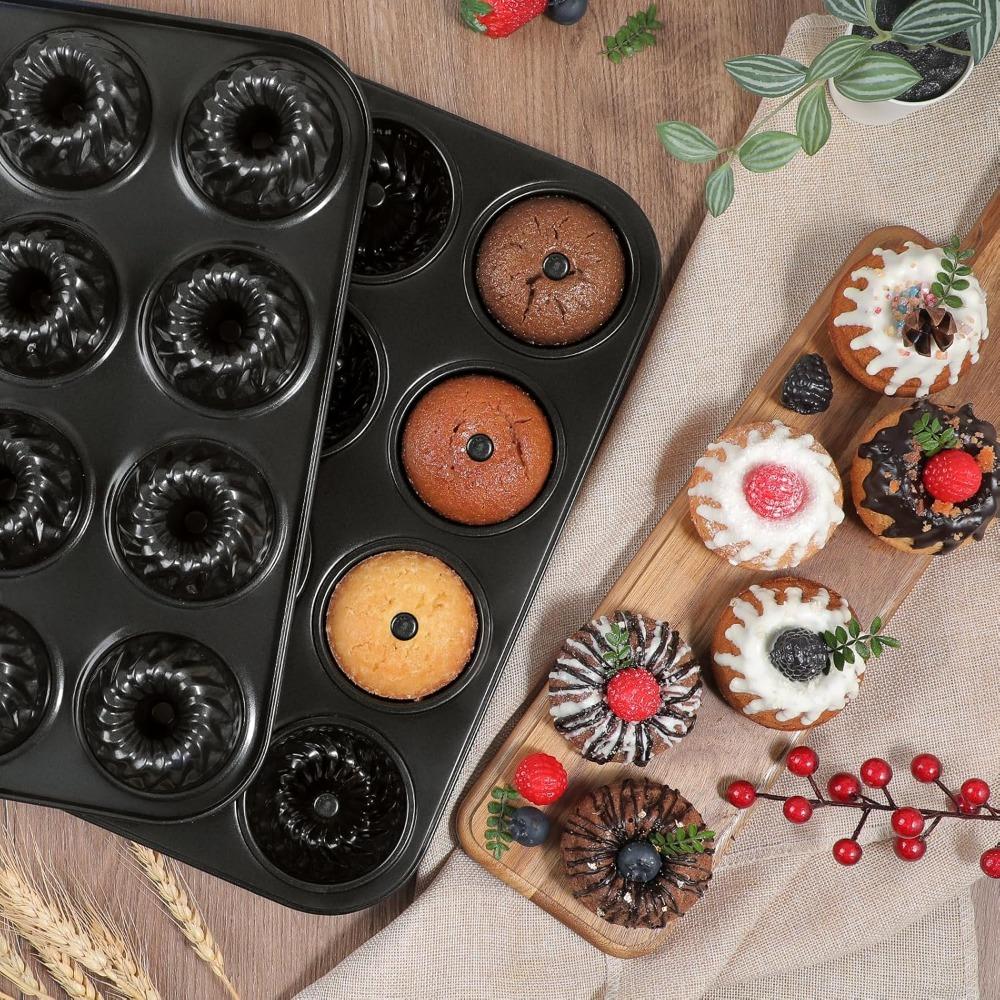 Carbon Steel Mini Fluted Tube Cake Pan Non-stick Bread Baking Pan Pumpkin Cake Baking Mold  Muffin