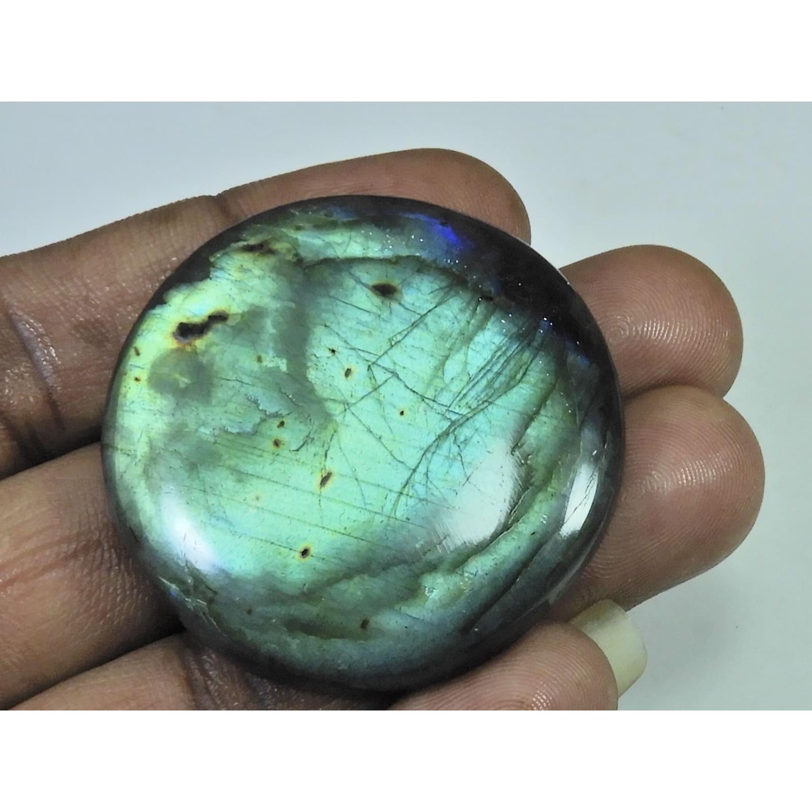 149Cts. Natural Labradorite Multi Fire Round Cabochon Loose Gemstone 42X42MM D-232