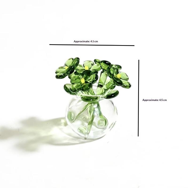 

6/7Pcs Mini Lifelike Glass Flowers Simulation Flowers Handcrafted Floral Sculpture Floral Bouquet With Vase Home Decoration Gift A16