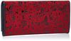 Indenya Long Wallet, T-Shaped, Red Deerskin with Black Lacquer Floral Arabesque Pattern, 2311-03-041