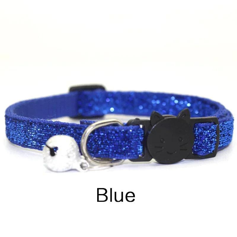 Cat Collar Pet Cat Collar with Bell Cat Face Collar Safety Buckle Cat Collar Glitter Velvet Collar
