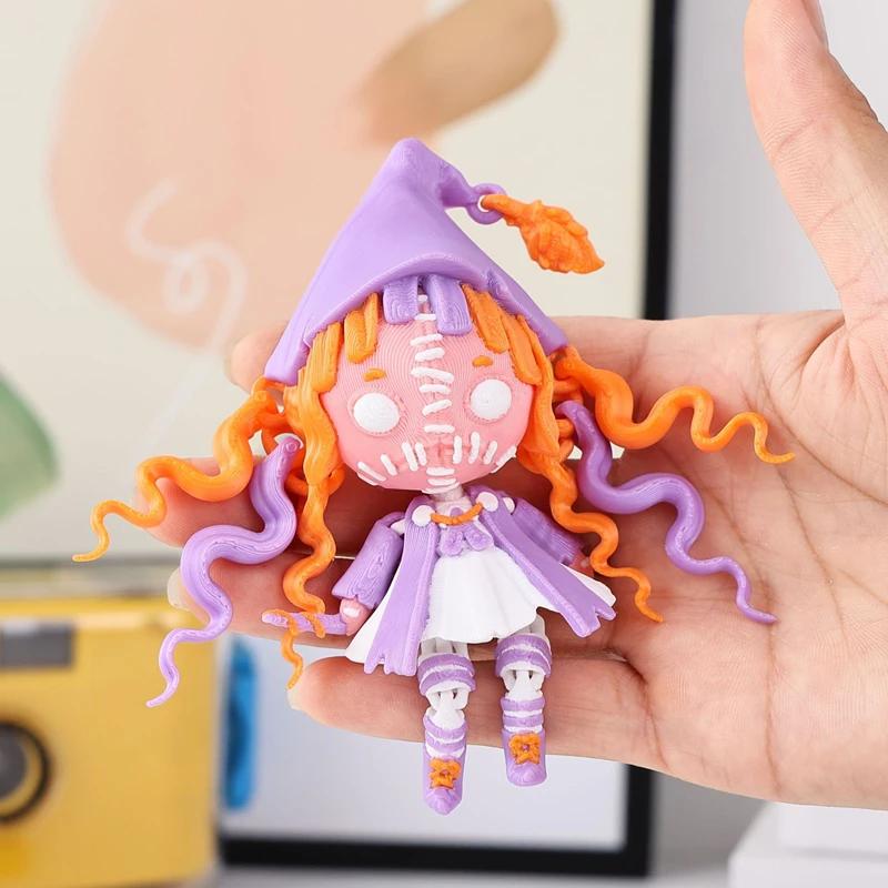 Halloween 3D Printed Toys Cute Cartoon Figure Models Home Tabletop Ornaments Decorative Crafts Children's Gifts Movable Humanoid