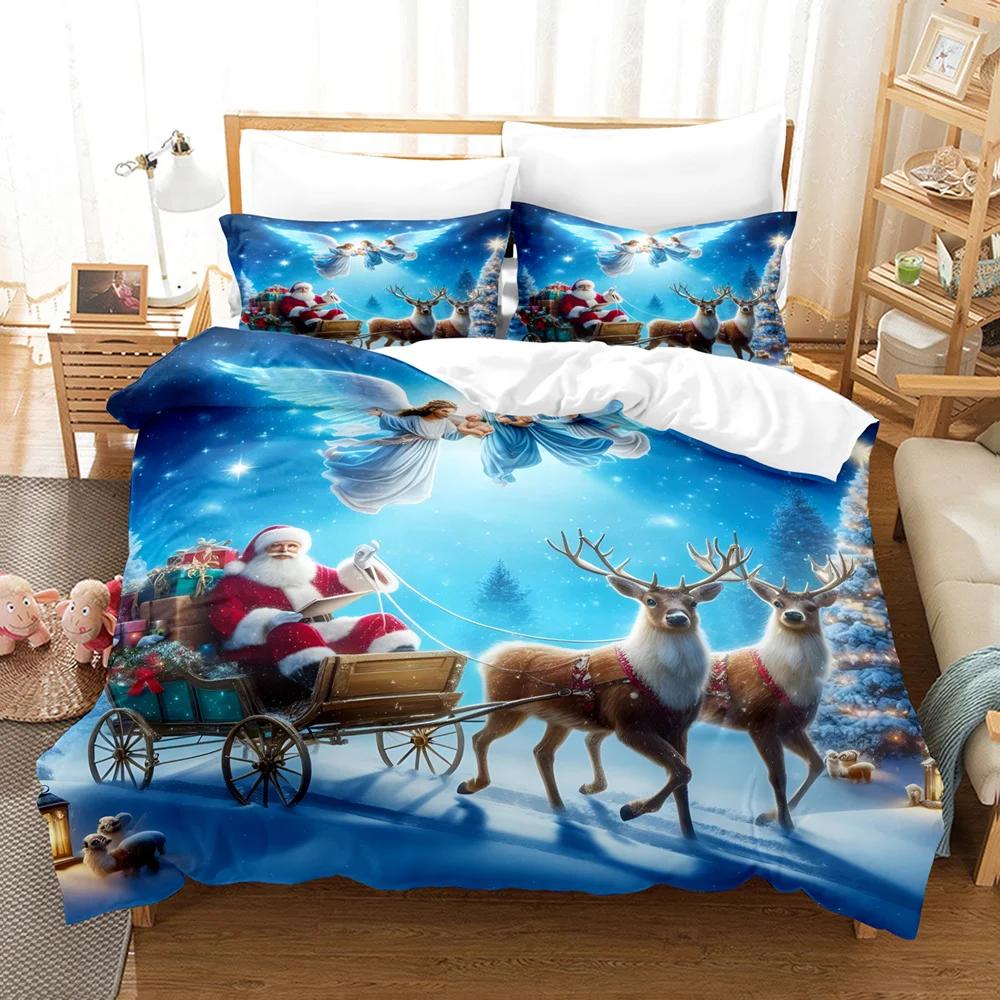 Set copripiumino alla moda 3 pezzi, Set biancheria da letto con stampa di gnomi natalizi a quadri, Copripiumino morbido e confortevole, Per camera da letto, Camera degli ospiti