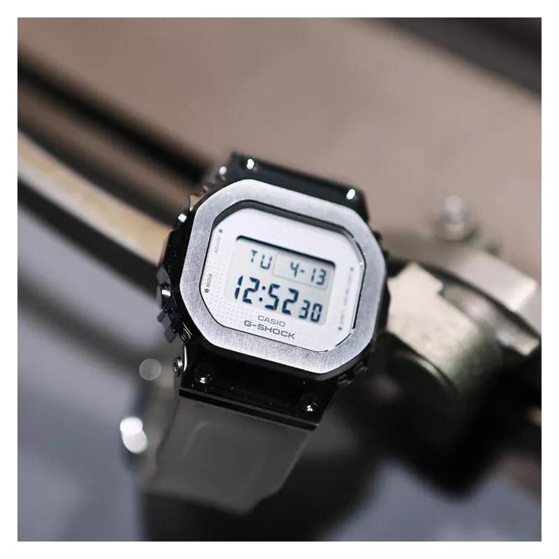 Casio all-metal series - square dial digital display, metal case, retro classic small square, waterproof and shockproof, quartz GM-S5600SK-7PR