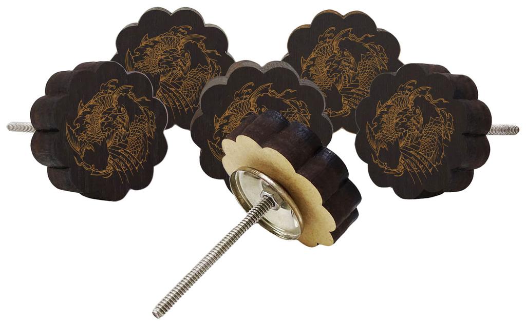 IBA Indianbeautifulart Braun Gravierte Knöpfe Packung mit 10 Hölzernen Schranktürknöpfen Schublade