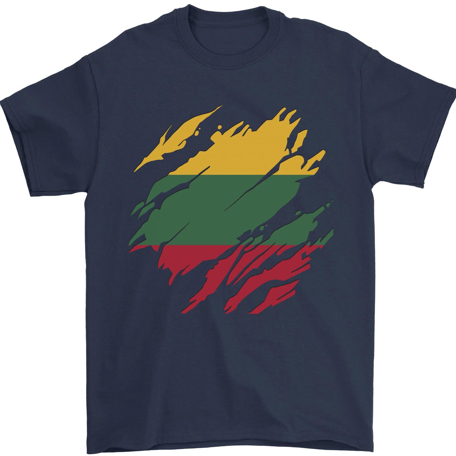 Torn Lithuania Flag lithuania Day Football Mens T-Shirt 100% Cotton S