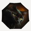 Schwarze Katze, Goldene Augen - Automatischer Regenschirm, Vierjahreszeiten Tragbarer Faltregenschirm, Geeignet für Männer und Frauen, Reise, Täglicher Kompakter Regenschirm