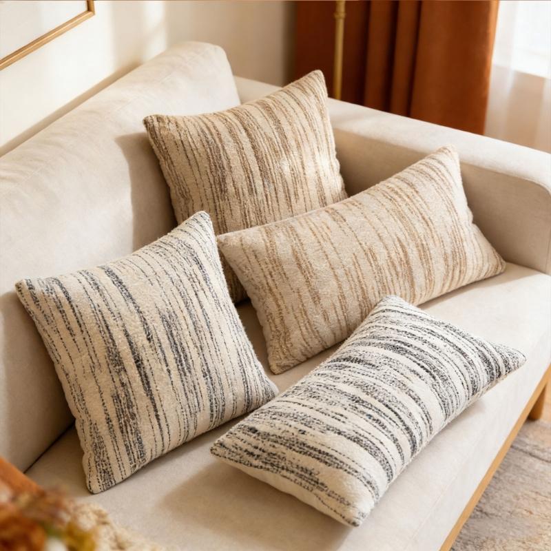 Jacquard Cushion Cover With Stripe Pattern 2 Size For Sofa Or Bedroom