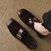 Versatile Women's Shoes Square Head Shallow Mouth Mary Jane Single Shoes 2025 Matte New Retro Soft-soled Leather Shoes Thick Heel Single Shoes Women