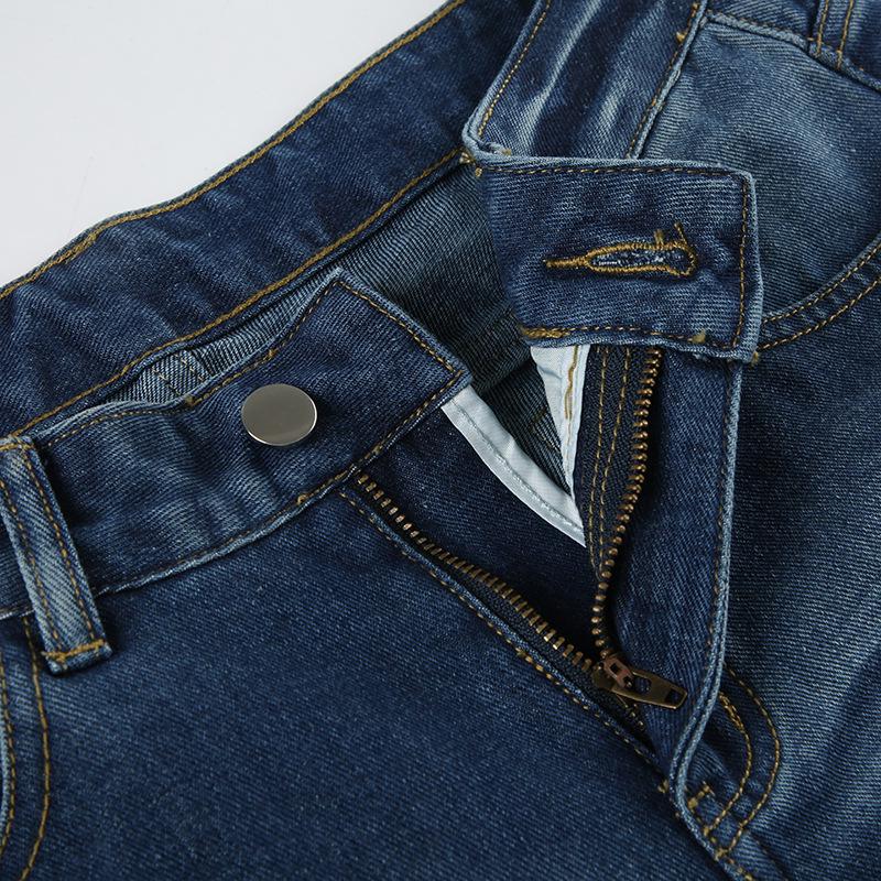 Retro Low-Waist Distressed Straight-Leg Jeans mit Katzenbart-Waschung