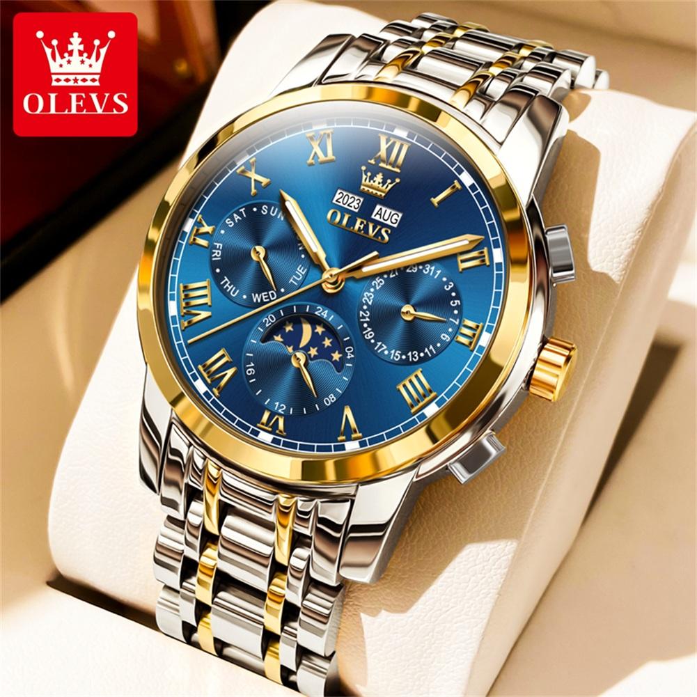 OLEVS Original Automatic Mechanical Watch for Men 24 Hour Moon Phase Waterproof Calendar Business Luxury Men's Wristwatches 6692