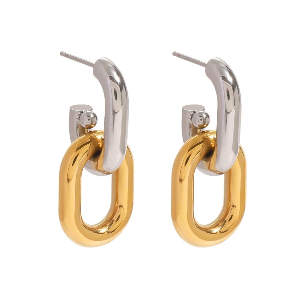 

Gold&Silver Hoop Earrings Oval Shape Women Earring Irregular Earring Party Punk Accessories