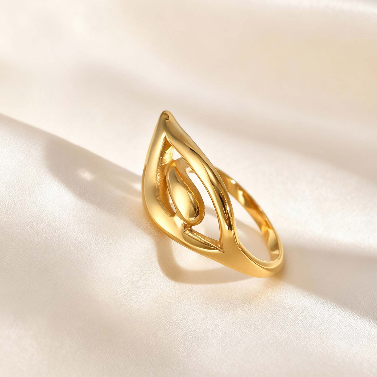 

Minimalist Stainless Steel Hollow Geometric Ring for Women Wings Water Drop Shape Wedding Ring Gold-plated Creative Jewelry Gift 9