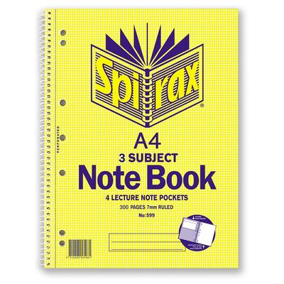 Spirax 599 A4 3-Fächer-Notizbuch (Packung mit 5)