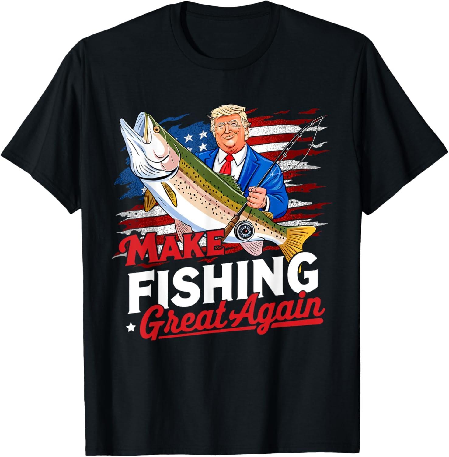 Make Fishing Great Again Funny Bass Fishing Humor T-Shirt S разноцветный