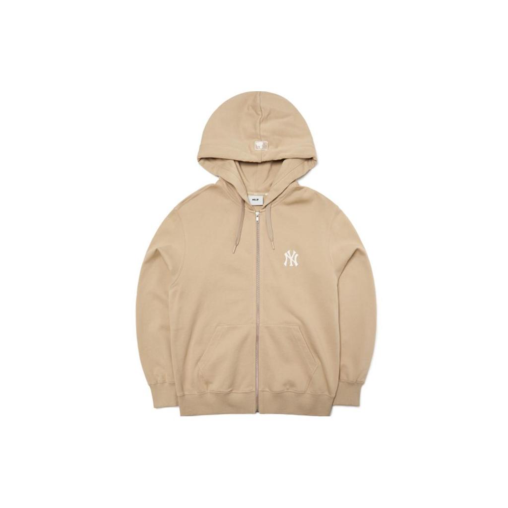 MLB New York Yankees Sweatshirts Unisex Beige Hooded Moderate Cardigan 3ATRB0421-50BGS