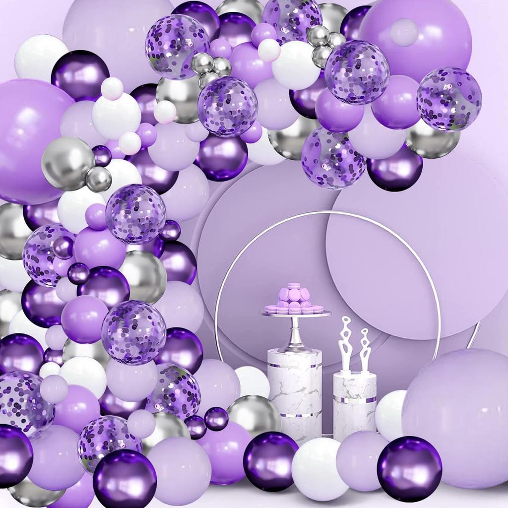 102 pieces of purple butterfly balloon set suitable for birthday party, wedding decoration, graduation decoration, summer outdoo