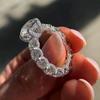 Luxury Fashion Full Brilliant Cubic Zirconia Eternity Promise Ring For Women Sparkling Engagement Wedding Jewelry