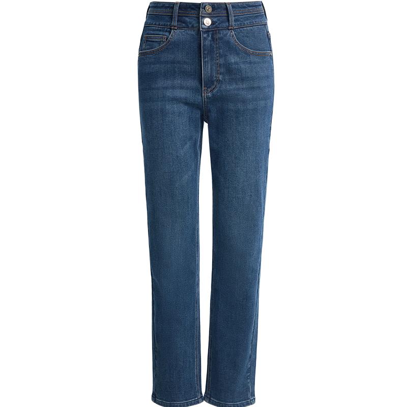 ONLY Women's 2025 Winter Brushed Warm Slim-Fit Cropped Straight Jeans