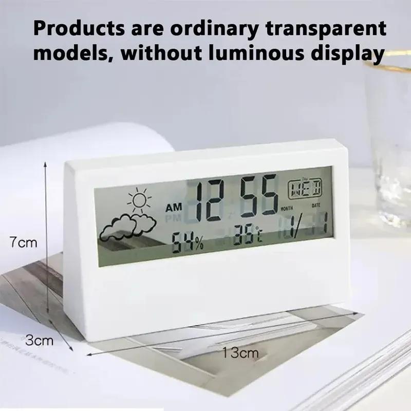 Relógio Eletrônico Medidor de Temperatura e Umidade Estação Meteorológica para Casa Com Alarme Termômetro LED Termo-higrômetro Multifuncional