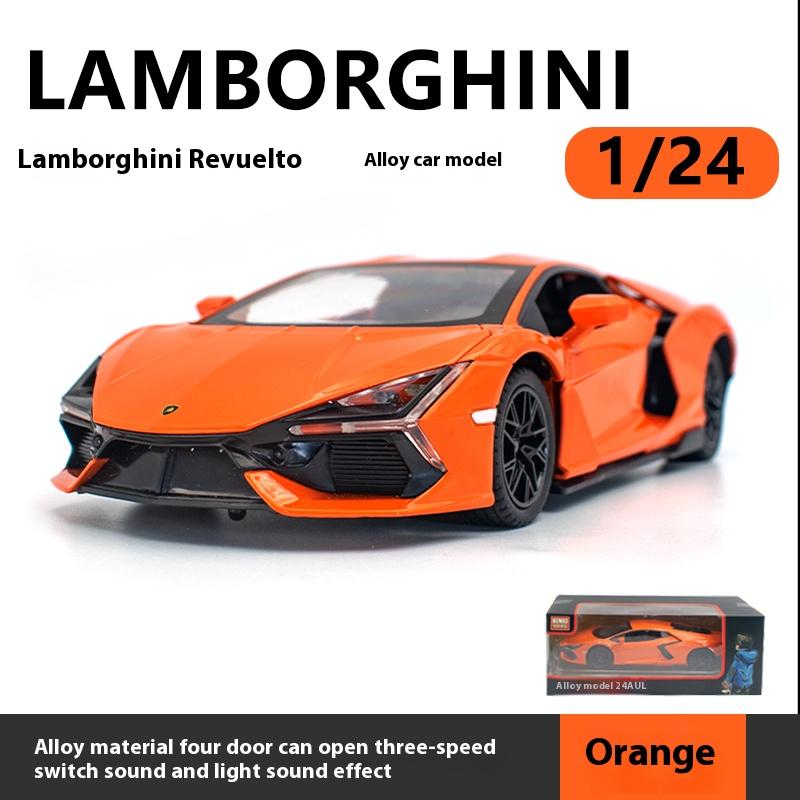 1/24 Scale Lamborghini Revuelto Alloy Toy Car Toys Sprayable Lifting Tail Wing Acoustic and Light Return Force Trend Sports Car Model Play
