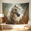 2D Flat, 1pc 2D Printed Tapestry, Large/Small Size, White Horse Galloping Through Golden Grass, Aesthetic Wall Decor, Home Decor, Not Emitting Light, 