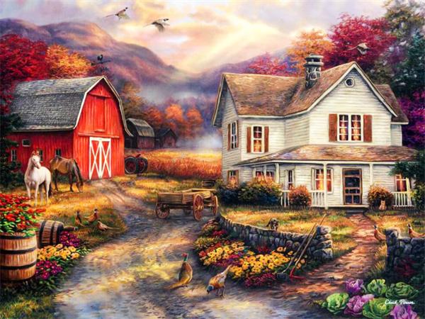 5D DIY Diamantmalerei Haus Landschaft Voll Platz Rund Stickerei Mosaik Baum Szenerie Heimdekoration