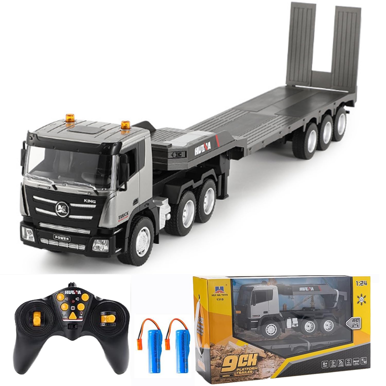 

Radio-controlled heavy equipment transport trailer for kids, radio-controlled trailer, safety loader, multi-functional construction vehicle,