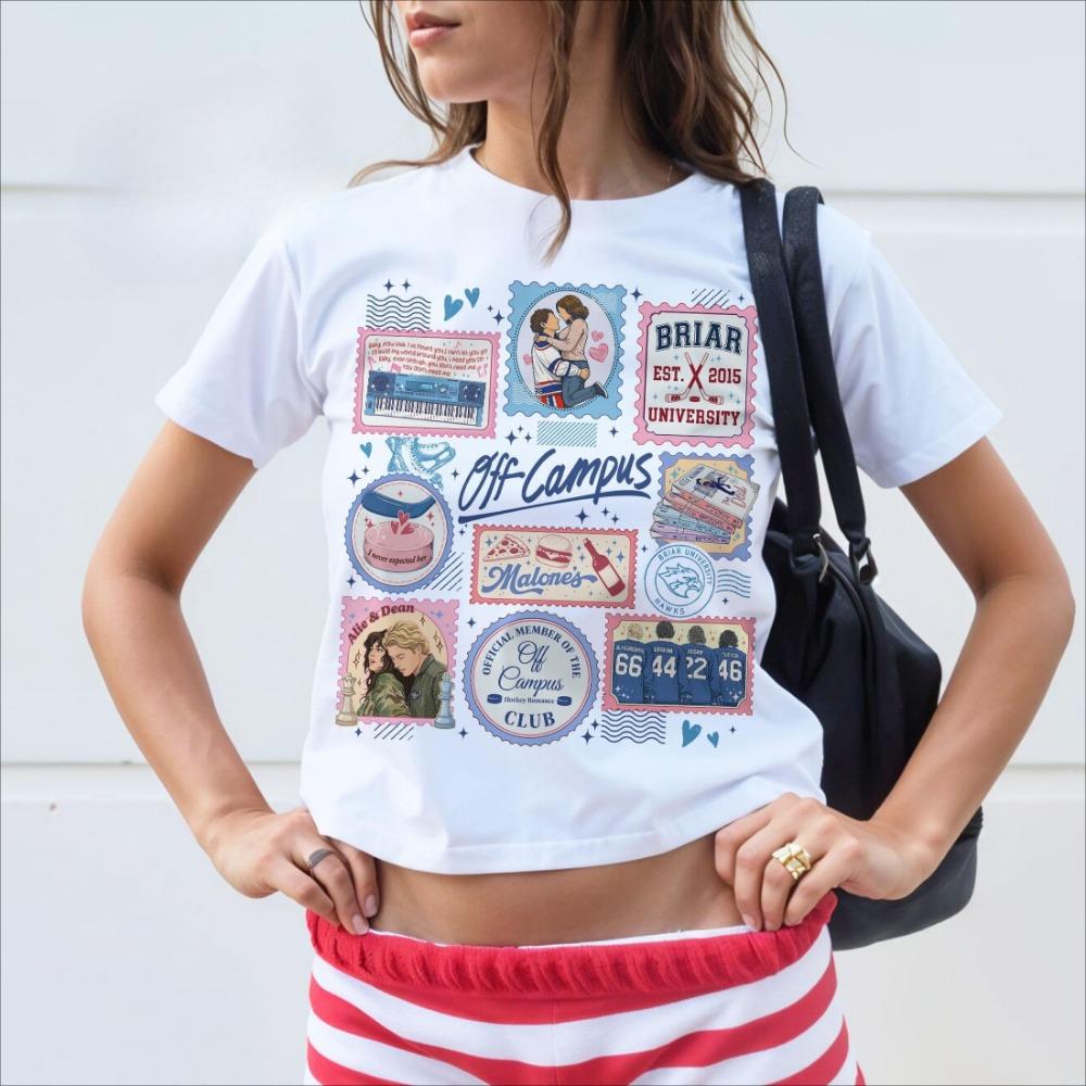 Off Campus Briar Garrett & Hannah Romantic Graphics Unisex Shirt Men's Women's 100%Cotton O-neck Retro Ice Hockey Jersey Tshirt