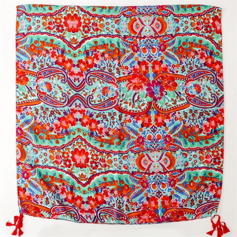 Ladies Fashion Autumn Aztec Paisley Floral Tassel Viscose Scarf High Quality Print Shawls and Wraps Thick Muslim Hijab 180*90Cm