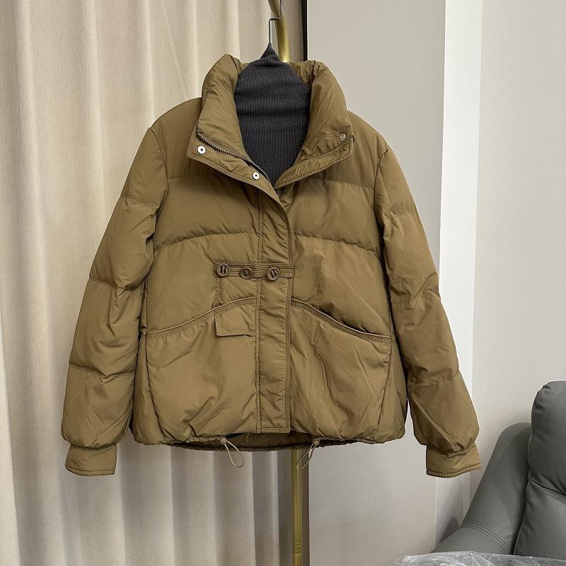 Winter New Down Jacket Women's Short Stand-up Collar Loose White Duck Down Warm Jacket Red Winter Bread Jacket