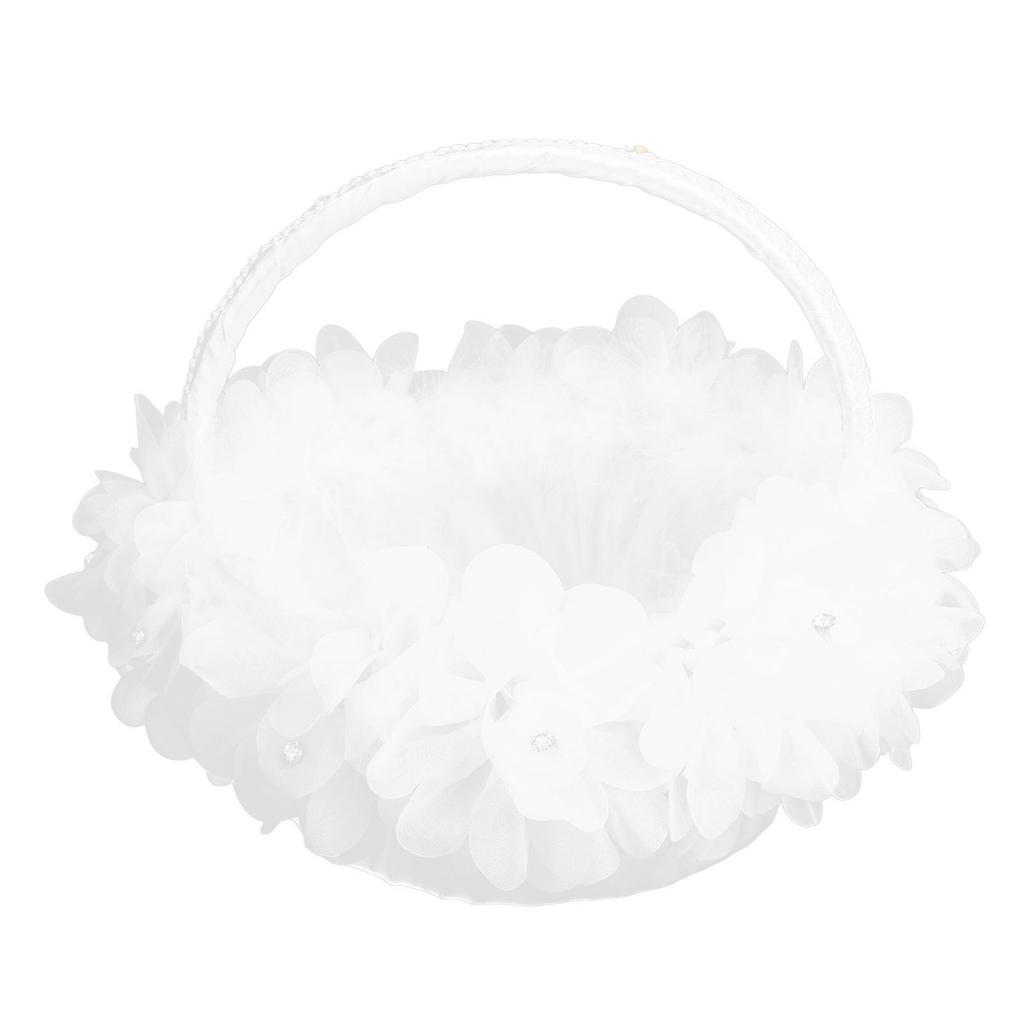 Wedding Flower Girl Basket Artificial Ostrich Feathers Lace Petal Western Wedding Flower Baskets for Wedding Party