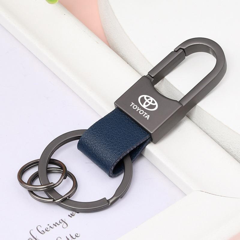 Car Vintage Leather Keychain Ring Zinc Alloy Chain Key For Toyota Hilux Aygo Yaris Ractis Corolla Camry CHR Auris Tacoma Cruiser