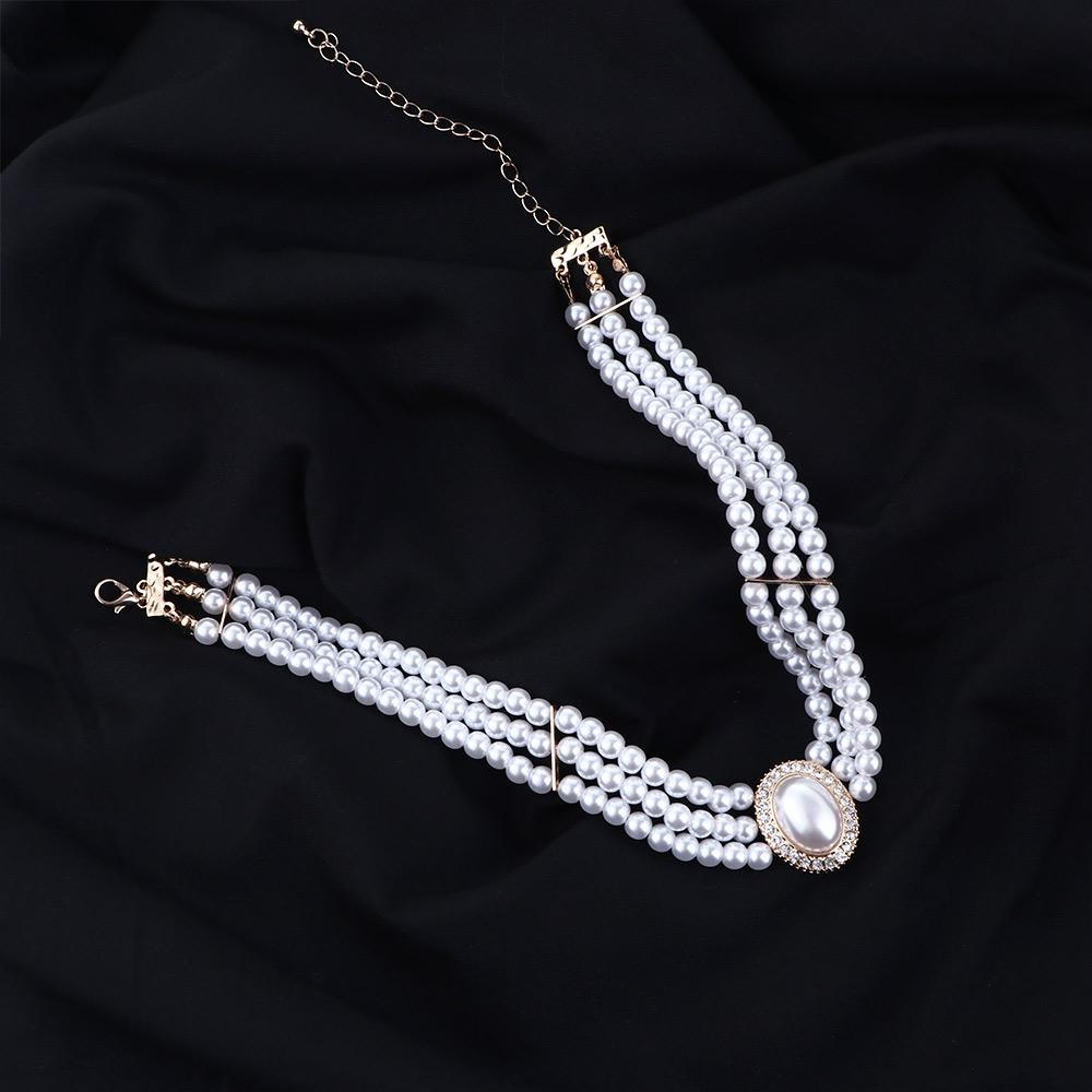 Layer Pearl Temperament Zinc Zinc Alloy Rhinestones Korean Style Choker Jewelry Accessories Women Necklace