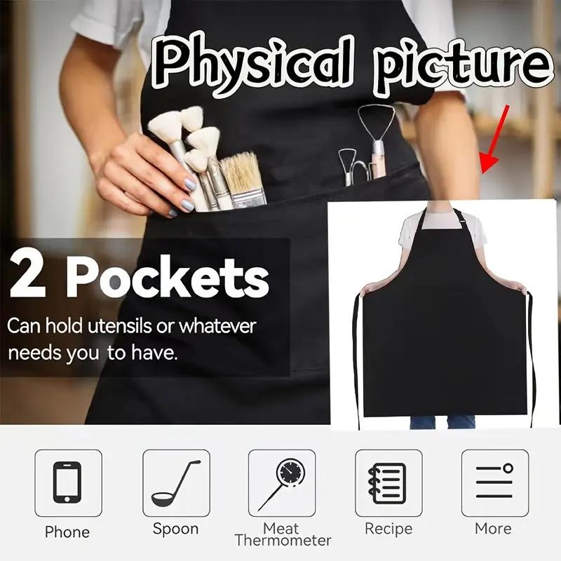 Plus Size Aprons with Pockets Kitchen Cooking Bib with Adjustable Neck Strap Water and Oil Resistant Chef Apron for Men Women