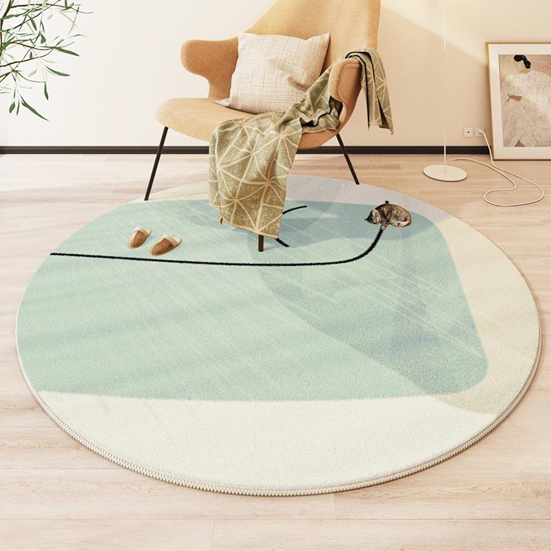 Modern Abstract Carpets for Living Room Minimalist Bedroom Decor Round Plush Rugs Chair Floor Mat Anti-slip Large Area Carpet