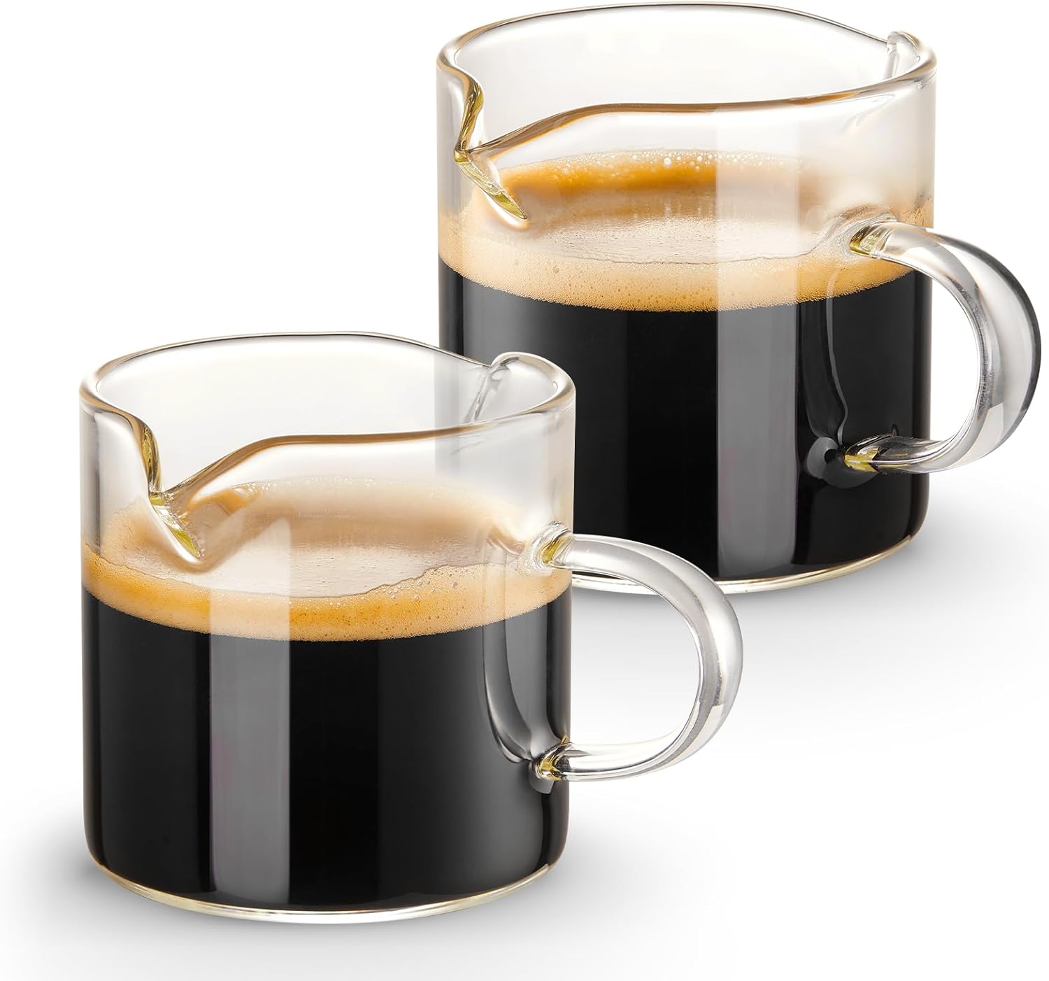 

2pc 4OZ Glass Coffee Mugs Clear Espresso Cups with Handle Double Spout Family Portable Reusable Drinking Cup Heat-Resistan Cups