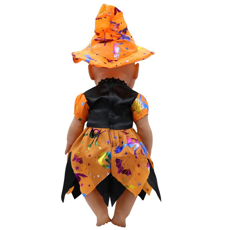 Halloween-Kleidung Für 17 Cm Puppe – Kürbis-Outfit Mit Hexenhut, Niedliches Puppenkostüm Für Halloween-Deko