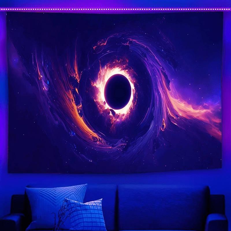 Ultraviolet Cosmic Black Hole Luminous Tapestry, Indoor Mood To Create Atmosphere, Psychedelic Luminous Art, Bedroom Decoration