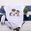 Cute Hedgehog Red Heart Balloon Print T Shirt Women Cartoon Animal Love Graphic Short Sleeve Valentine Casual Aesthetic Tee