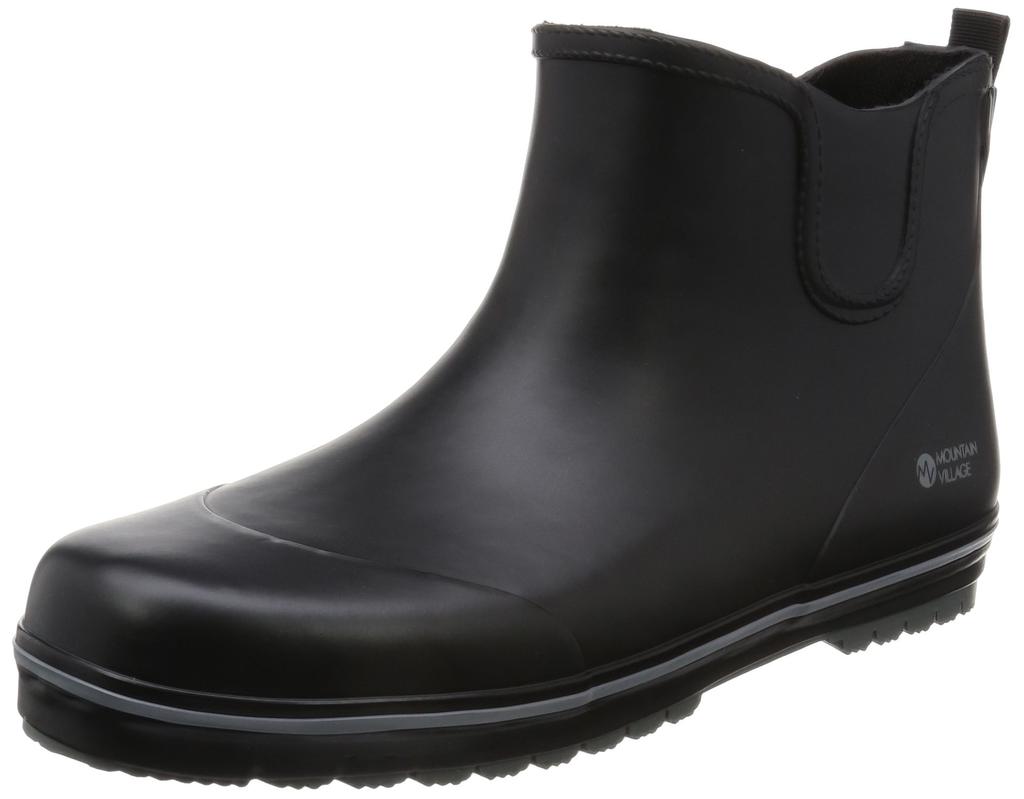 Mountain Village Short Gardening Rubber Size 3E RV-110N Men's Boots, 10, Black, 24.0cm-24.5cm,