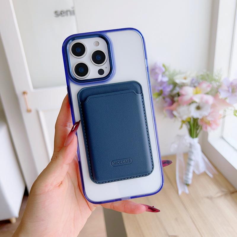 Magnetic Card Slot Clear Phone Case For iPhone 16 Pro Max 15 14 Pro 13 12 11 for Magsafe Shockproof Metal Lens Frame Protection Cover