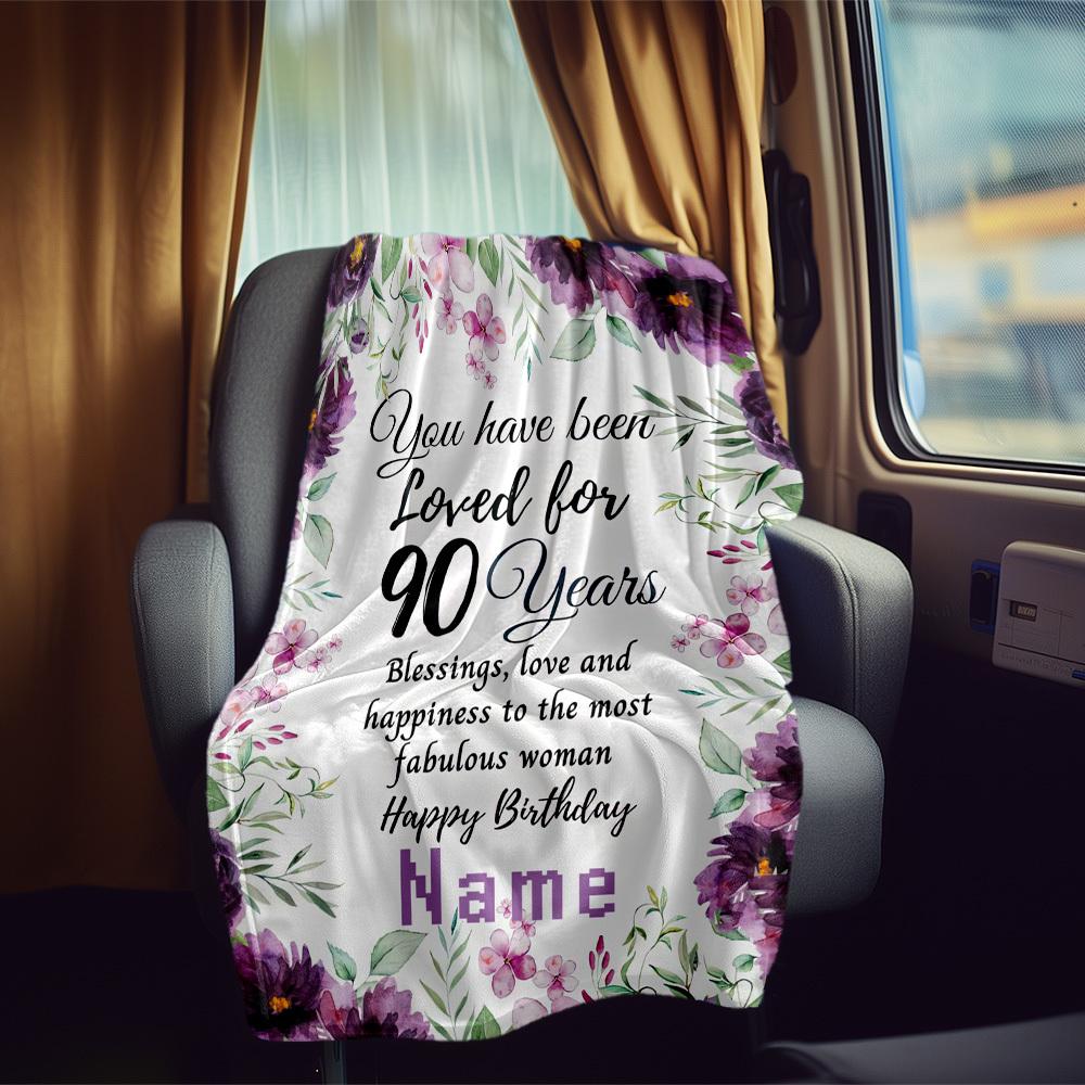 Floral Birthday Customize Your Name Rv Blanket Comfortable Soft Lightweight All Season Multi Purpose Blanket For Travel Camping Picnics Sofas Rvs Beds