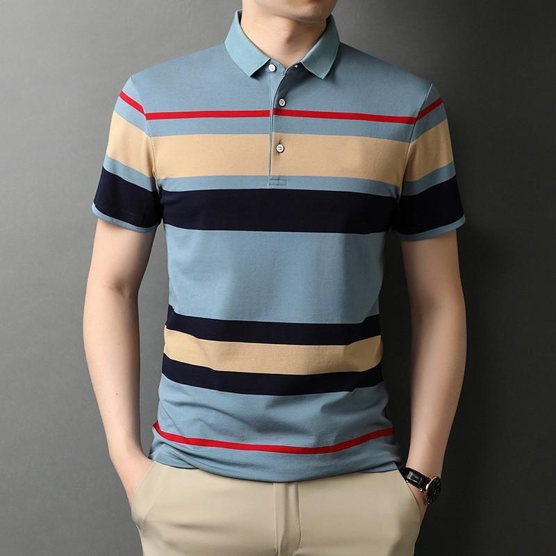 New Business Casual Color Spliced Polo Shirt, Breathable and Comfortable In Summer, Short Sleeved, Suitable for Office and Daily Use