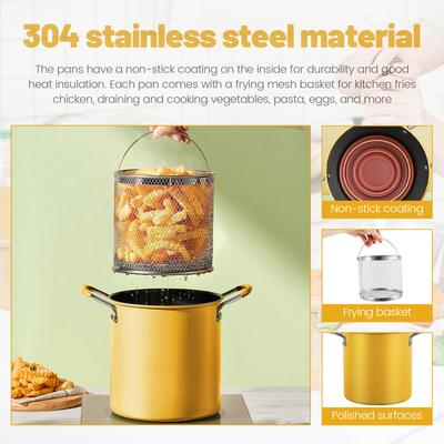 Stainless Steel Deep Fryer With Frying Basket 3L Mini Pot Kitchen Specific Frying Chicken French Fries Tempura Cooking Tools