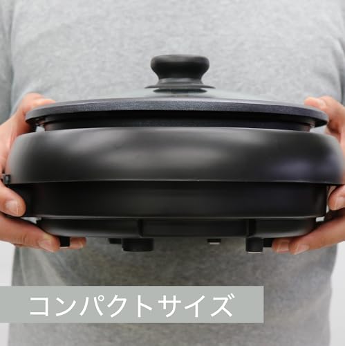 TokyoDeco Electric Grill Pot with Single Plate, Detachable Deep Pot, Serves 1-2 People, 7.5cm Deep Pot, 1000W [Includes Detachable Deep Pot], Stepless