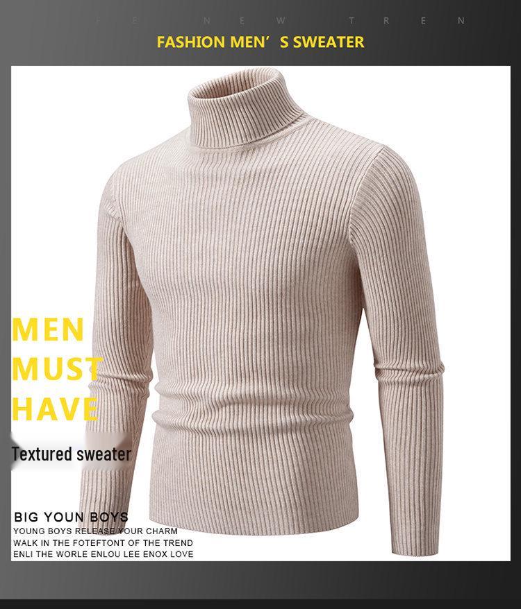 Herren Pullover Herbst/Winter 2024 Hoher Kragen Unifarben Lässig Gestrickt