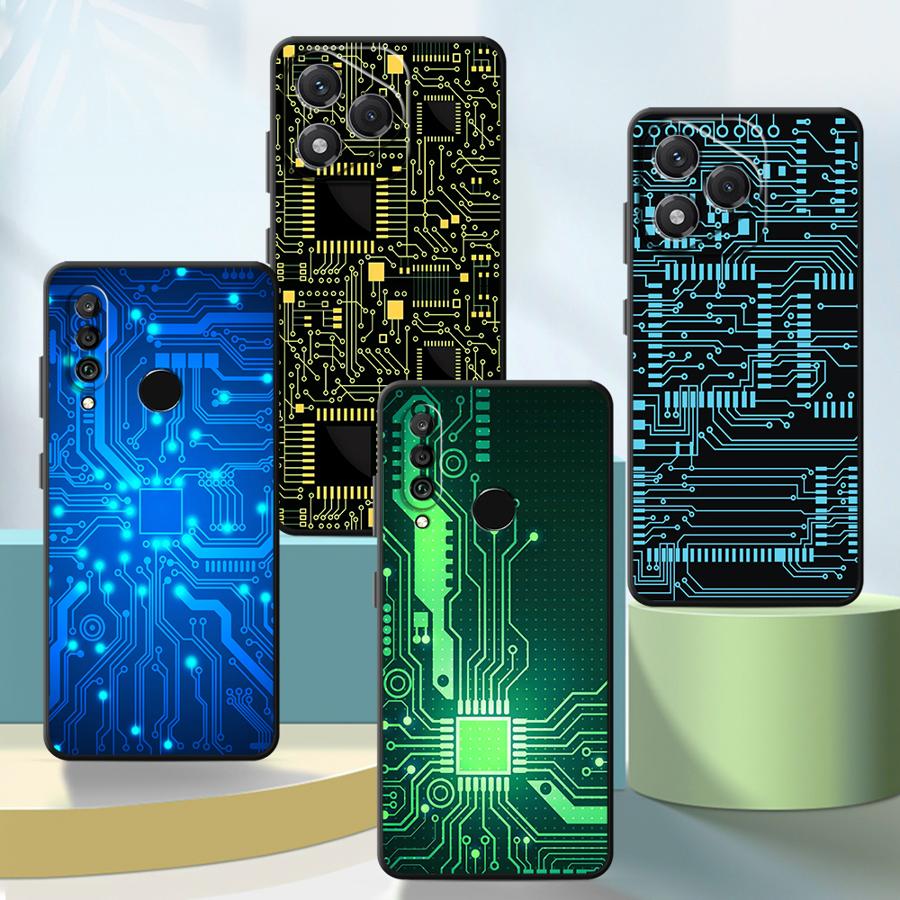 Case for Huawei P30 P20 Pro P20 P40 Lite P Smart 2019 P20 Lite 2018 Funda Phone Cover Retro Circuit Board
