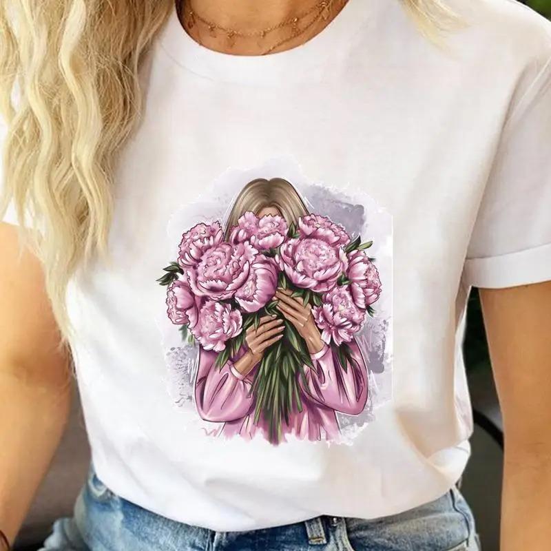 Beauty Flower Graphic Streetwear Fashion Girls TShirts Harajuku Y2K Clothes Short Sleeve Summer Tee Casual FeUnisex ONeck Tops